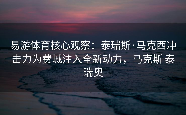 易游体育核心观察：泰瑞斯·马克西冲击力为费城注入全新动力，马克斯 泰瑞奥  第1张